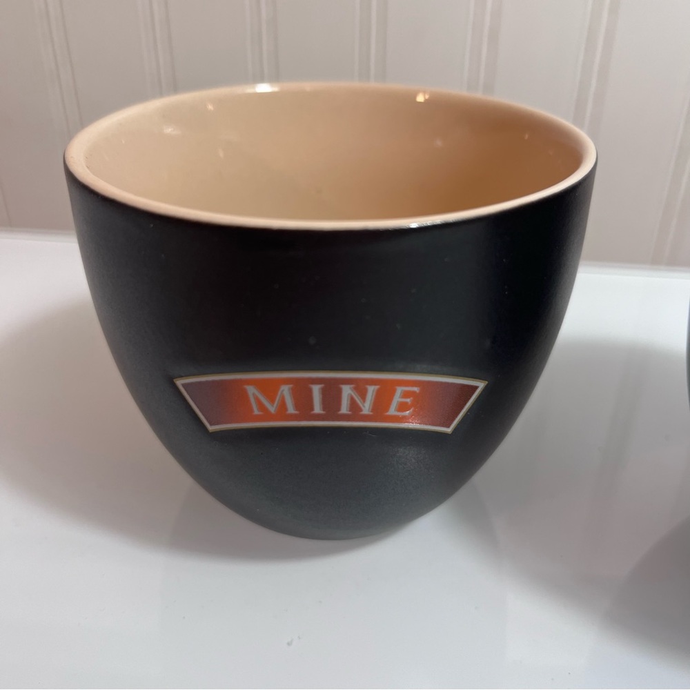Set of 2 Baileys Irish Cream "MINE" Mugs Matte Black & Cream Ceramic - Picture 2 of 6